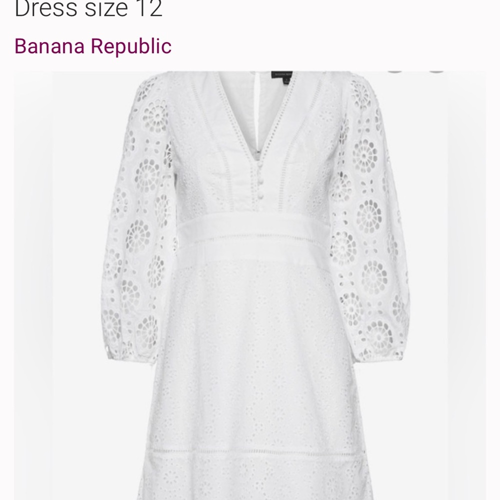 Banana Republic White Lace Long Sleeve Dress - Picture 2 of 9